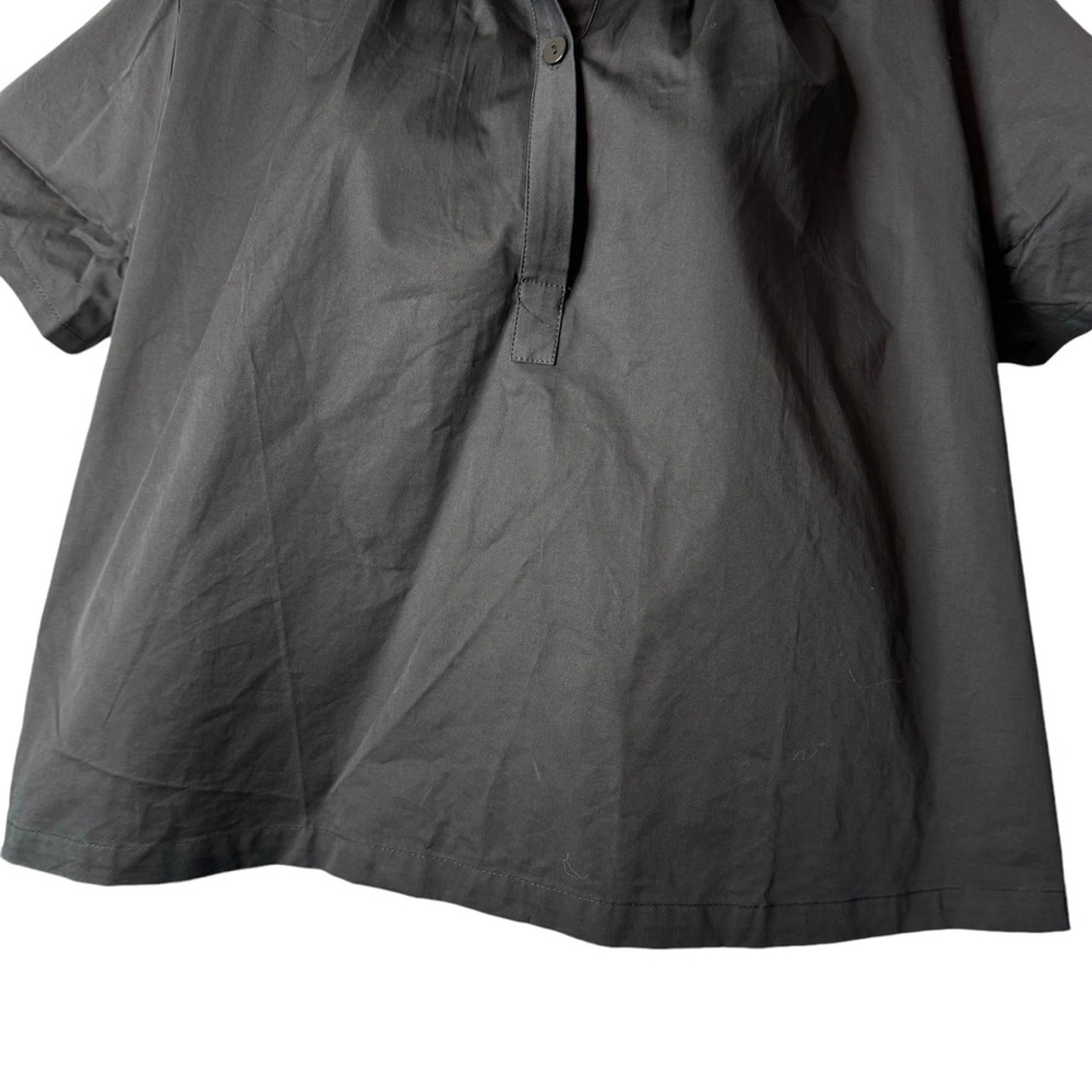 Pomander Place NEW Black Finn Short Sleeve Collared Button Down Popover Top M - Picture 6 of 9